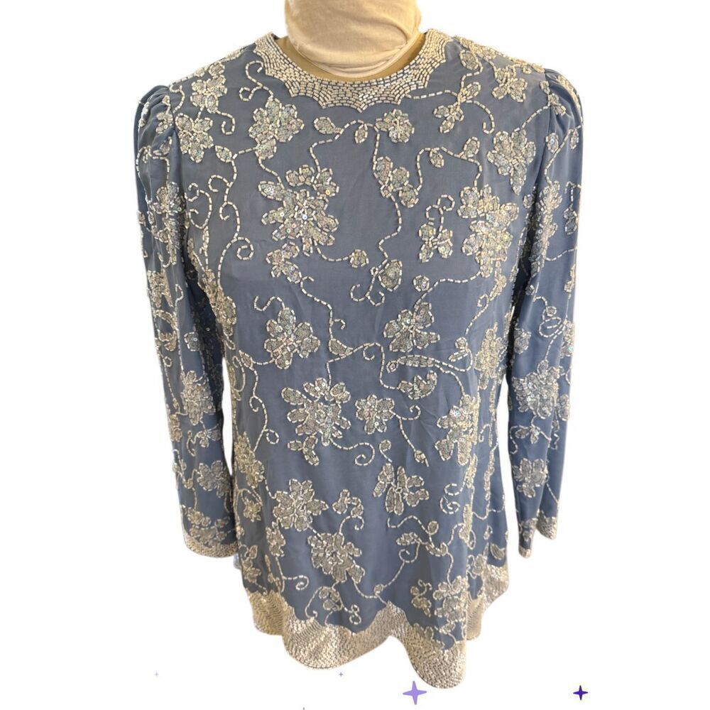 Jack Bryan Vintage Beaded Tunic Occasion Event Sz. 12 - Picture 2 of 8